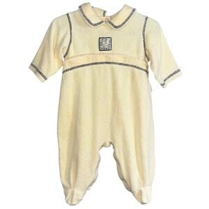 Vintage 90s McBaby Yellow Terry Teddy Bear One Piece Footie Jumpsuit Size 3/6M